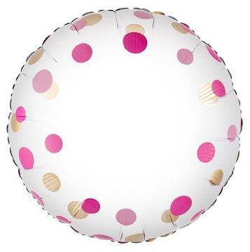 Oaktree 18inch Pink Gold Confetti No Message Metallic - Foil Balloons